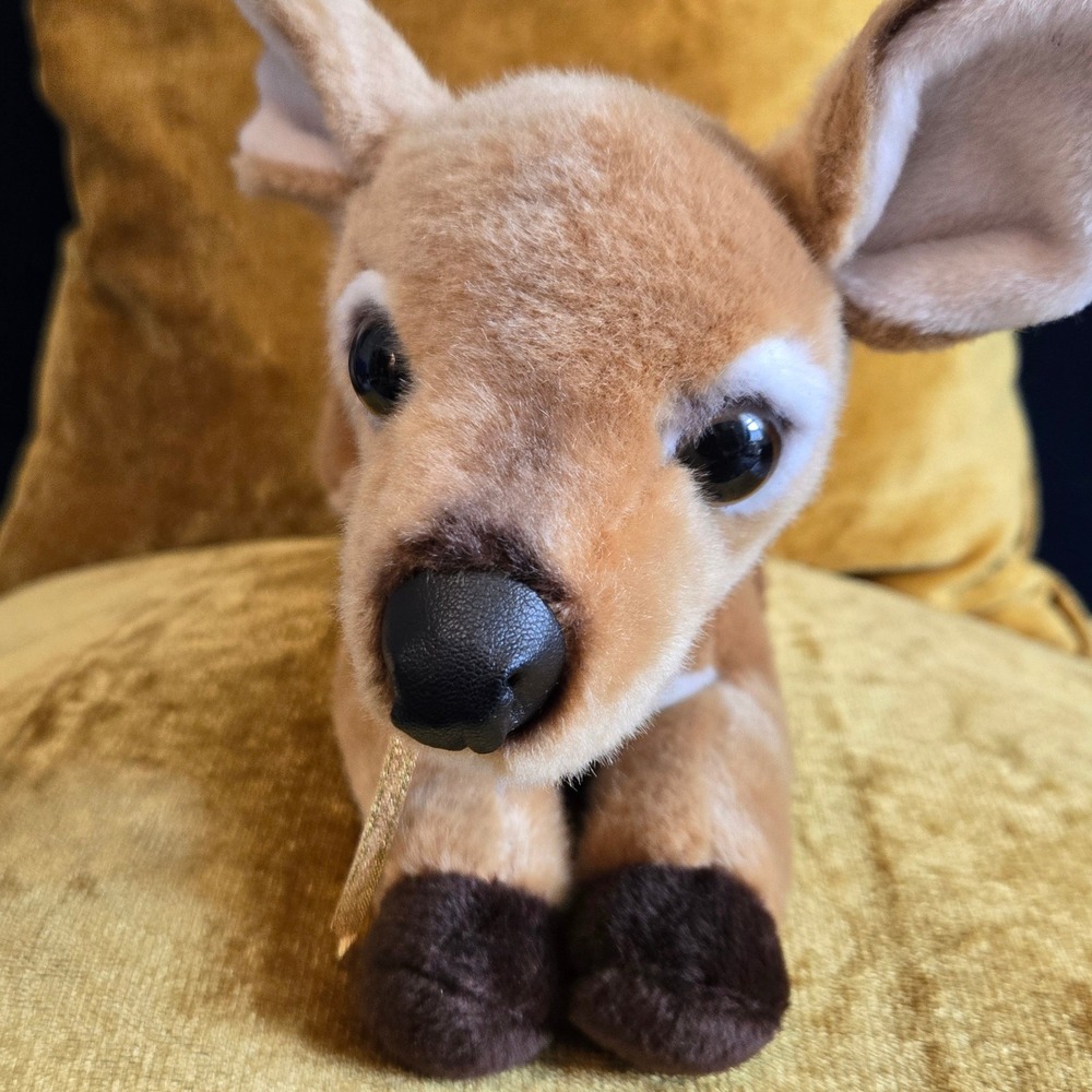Aurora Miyoni Realistic Baby Deer Fawn Plush 11" Stuffed Animal Tan White Spots
